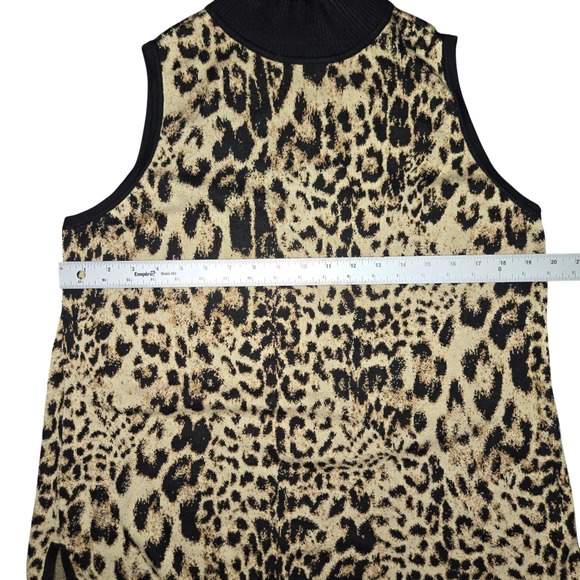 Chicos Leopard Print Mock Neck Sleeveless Sweater Top Tan Black Cashmere Blend 2 - Picture 6 of 6
